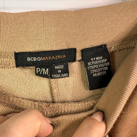 Vintage BCBG Light tan Embroidered Spell Out Velvet Wide Pants-Medium - Picture 2 of 4